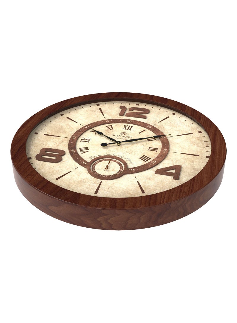 Schobert Wooden Wall Clock 60cm Italian Design Silent Silky Move Sub-Second Hand 3D Numerals - Image 3