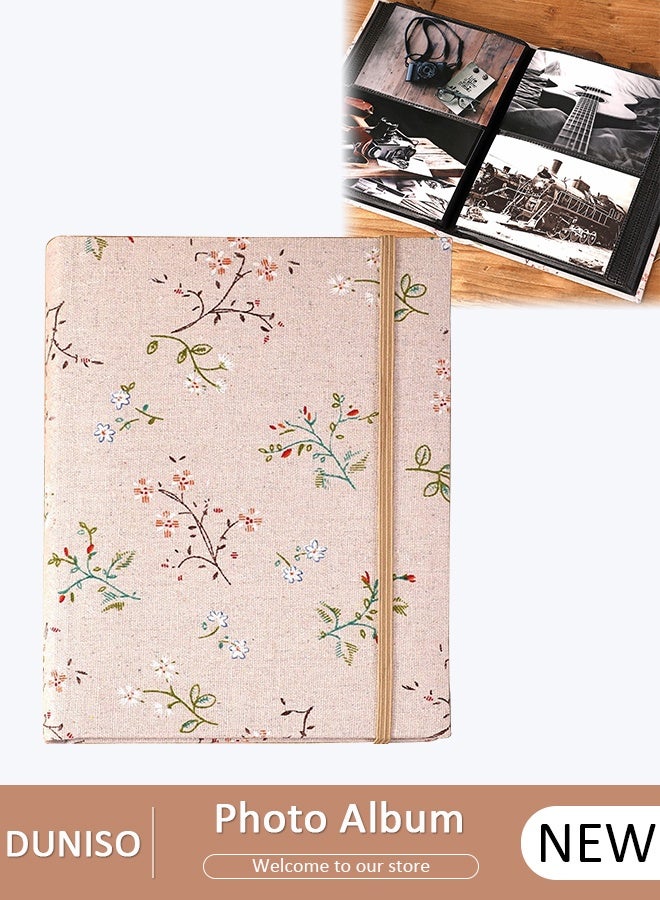 DUNISO 200 Pockets Flower Pattern Photo Album for 6 Inches Photos Portable Photo Album for Family Wedding Boys Girls - Image 1