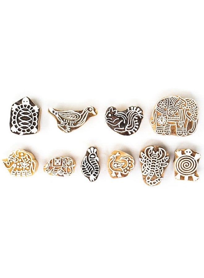 Hashcart Wooden Stamp Block, Printing Stamp Design Set | Block for Printing Saree Border | Dresses, Craft Card Making, Scrapbook, Clay Pottery | Set of 10 - Image 2