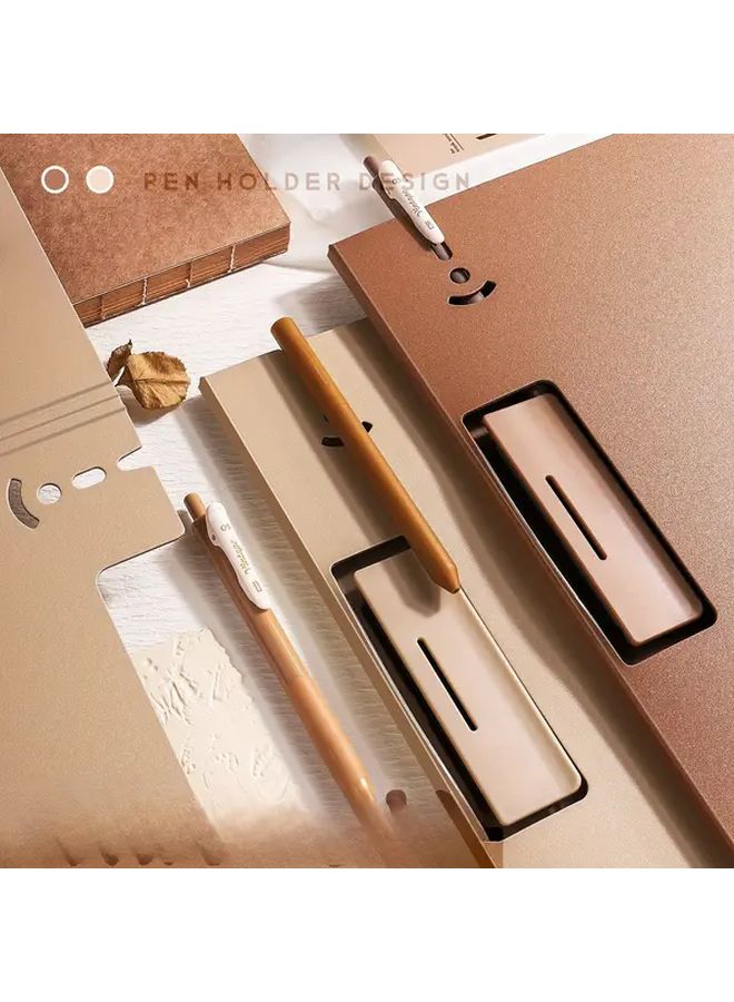 2025 Stylish Mocha Mousse Dark Blue A4 Writing Board Clip 360 Degree Flip Multi-Functional Office Folder Horizontal And Vertical Portable Design For Students And Office Essential Document Holder - Image 5