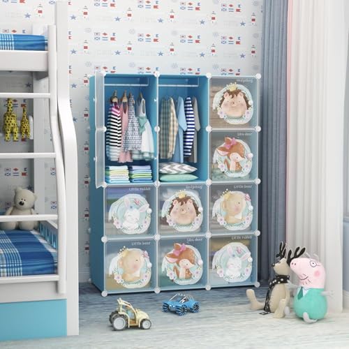 LUHI Plastic Wardrobe for Kids Clothes – Durable, Easy to Use Anti-Skid & Non-Slip Effective Professional Collapsible Wardrobe, Plastic Cupboard for Kids, Foldable Almirah (KTC3 Blue, 12 Door) - Image 1