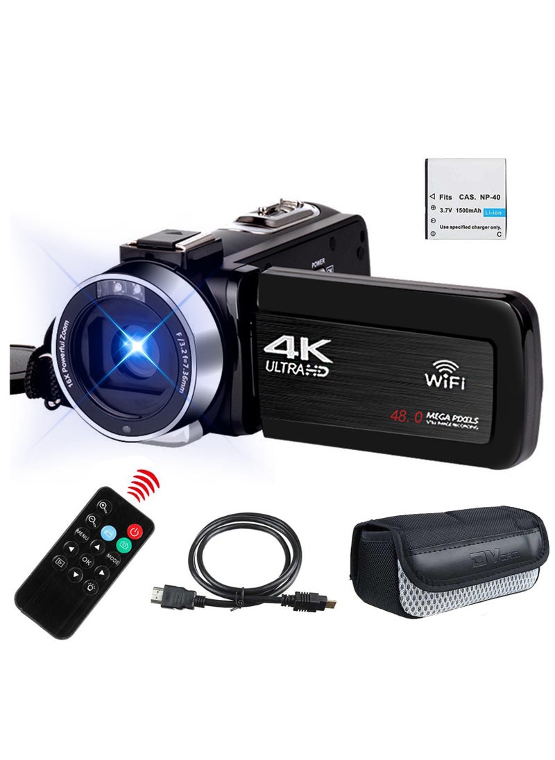 Generic 4K Video Camera Camcorder with 18X Digital Zoom, 48MP Vlogging Camera for YouTube, 3.0" IPS 270° Rotating Touchscreen, Built-in Microphone, 32G SD Card  - Image 2