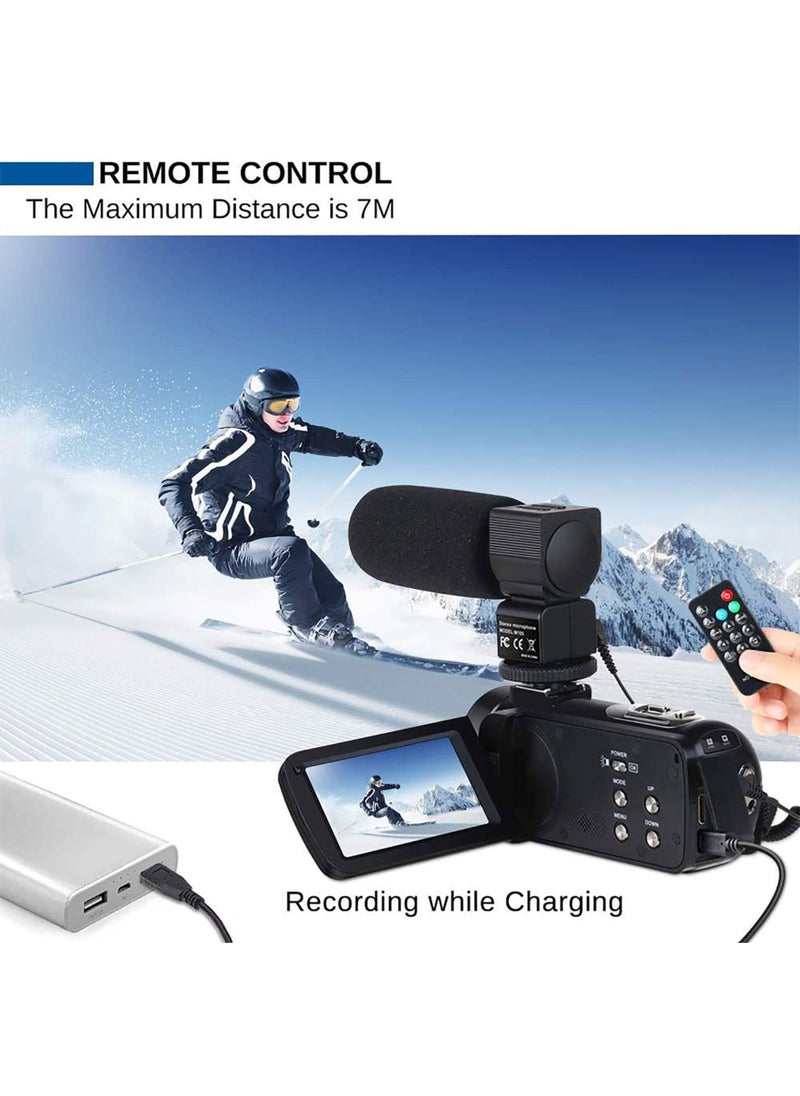 4K Video Camera Camcorder with 18X Digital Zoom, 48MP Vlogging Camera for YouTube, 3.0" IPS 270° Rotating Touchscreen, Built-in Microphone, 32G SD Card