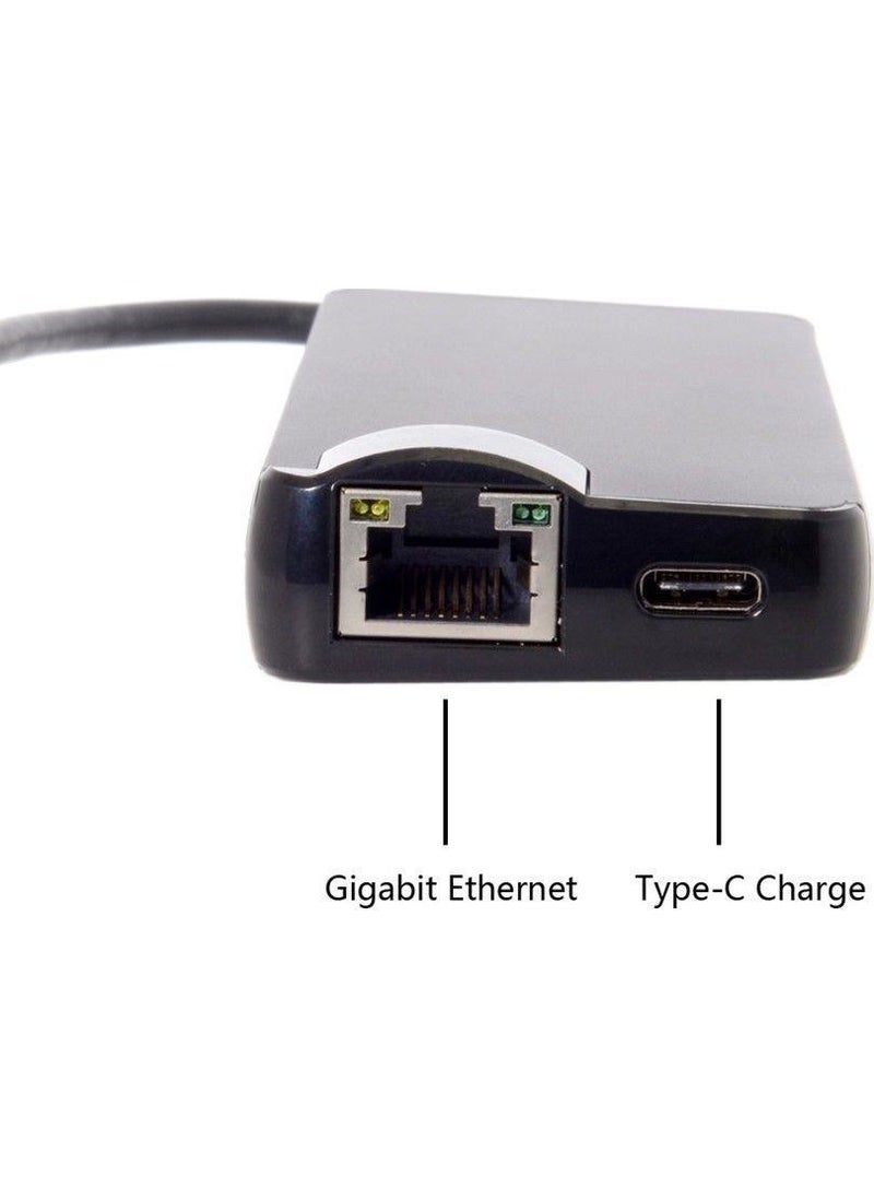Techmaster - Type-C USB 3.1 8in1 4K HDMI VGA Micro Sd Rj-45 with 2 USB Charge Inputs - Image 1