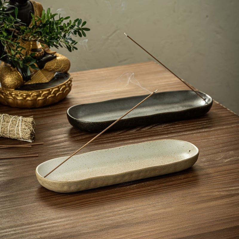 Black Ceramic Incense Stick Holder Handmade Modern Ash Catcher Home Decor Gift - Image 4