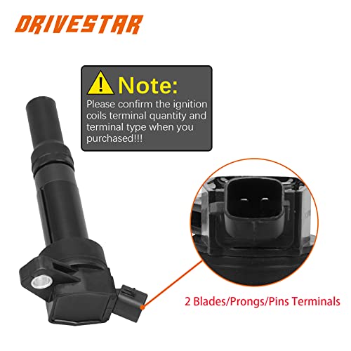 DRIVESTAR مجموعة DRIVESTAR من 4 شمعات إشعال إيريديوم وحزم لفائف الإشعال متوافقة مع هيونداي إيلانتر 2012-2016 وتوسكان 2014-2020 وكيا سول 2012-2019 بديل UF651 C1804 273012E000 - Image 3