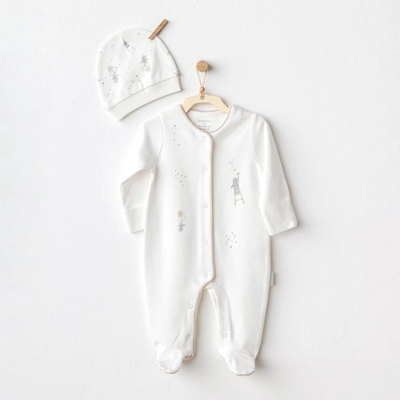 اندي واوا Baby Boy Jumpsuit Romper Hat Set Happy Everyday AC25063