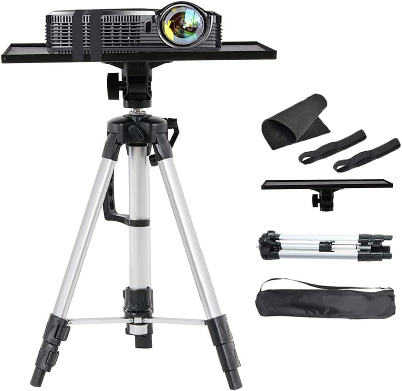 Portable Adjustable Projector Tripod Stand with Tray and Carry Bag - Image 1