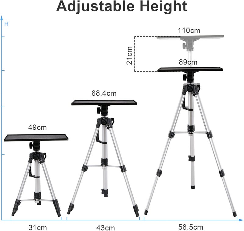Portable Adjustable Projector Tripod Stand with Tray and Carry Bag - Image 5