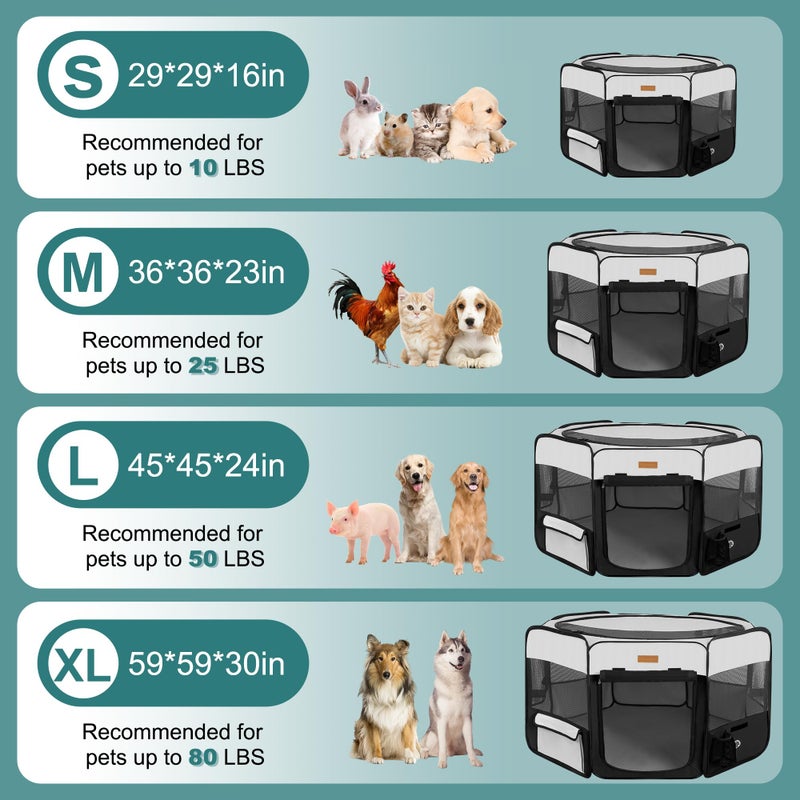 Akinerri Dog Playpen, Portable Pet Play Pen for Cat, Puppies, Rabbits, Chickens, Foldable Large-Capacity Pet Tent for Indoor/Outdoor Travel Camping - Image 5