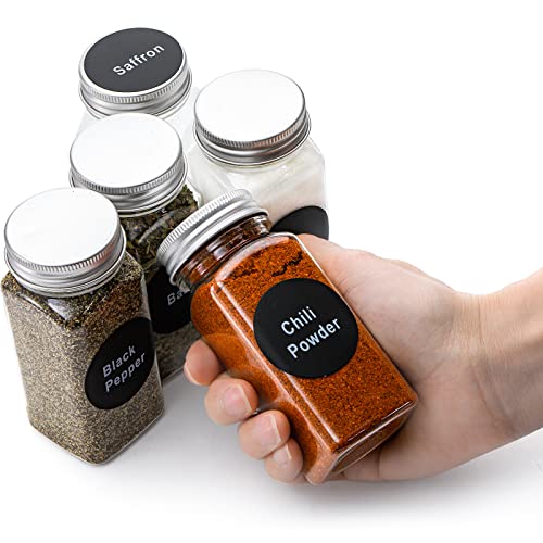 WUWEOT 24 Pack Plastic Spice Jars, 4 oz Spice Bottle Square Seasoning Containers, Reusable Salt Pepper Shaker with Airtight Lid Labels and Funnel for Spice, Herbs, Powder and Glitters - Image 3