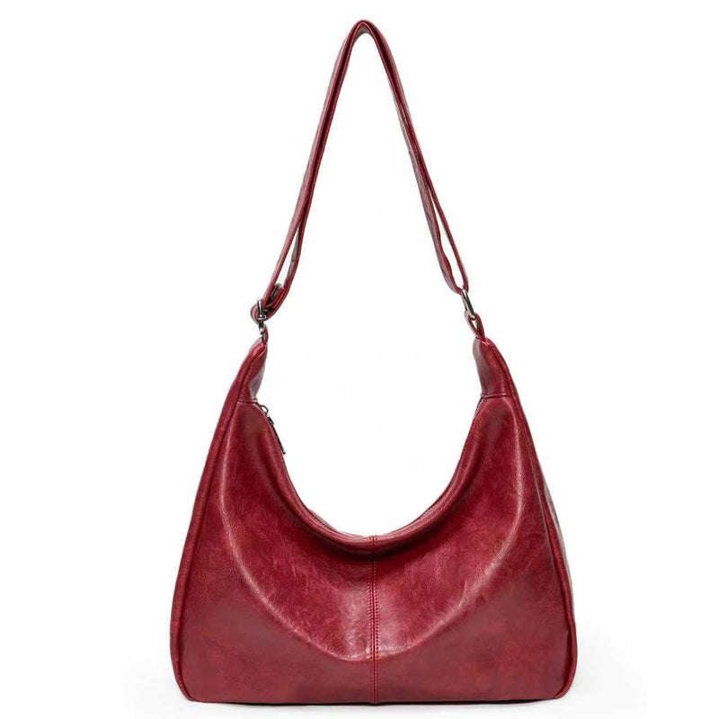 celestina Soft Vegan Leather Hobo Bag for Women, Slouchy Shoulder Handbag Tote Purse, Burgundy - Image 1