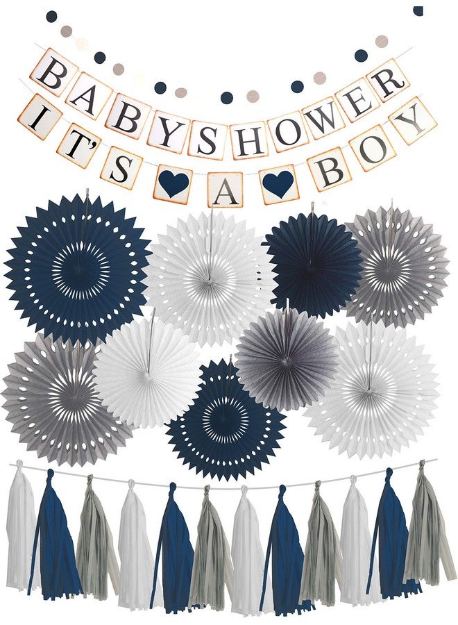 MEANT2TOBE Baby Shower for Boy, It's a Boy, Baby Shower Decorations, Grey Elephant Baby Shower, Blue Baby Shower Decorations For Boy, Baby Shower Decoration Elephant Theme, It‘s A Boy Party Decor - Image 1