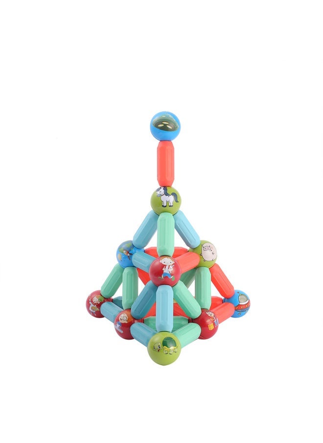 Magnetic Bar Strong Magnetic Boys' And Girls' Magnet Building Blocks Assembled Educational Toys Children's Variable Magnetic Bar Pieces-Color:Strong Magnetic-Cartoon Ball 25 Pieces Storage Box - Image 2