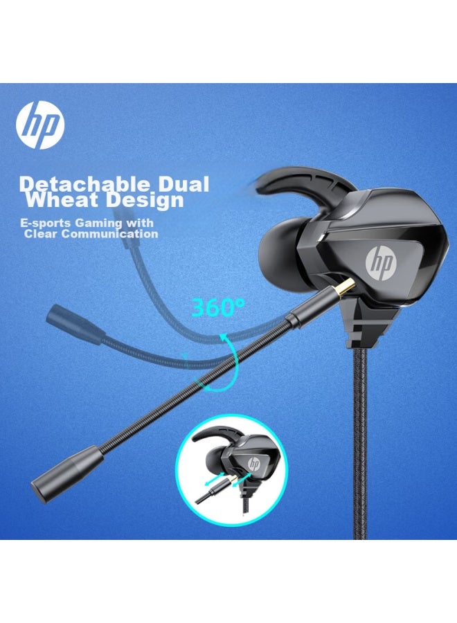 Hp Dhh-3113 Gaming Wired Headset, In-ear Headphones With Microphone, Smart Noise Cancellation, Microphone For Mobile Phones And Computers, E-sports, Deep Bass, Pubg, Office, Study, And Music Headphones - Image 2