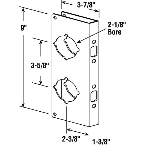 Defender Security Prime-Line U 9559 Brass Lock and Door Reinforcement Plate for 1-3/8 In. Thick Doors, Brass Finish (Single Pack) - Image 2
