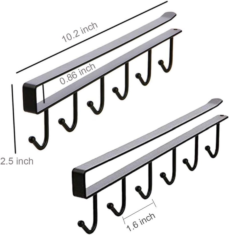 EigPluy 2pcs Mug Hooks Under Cabinet Cups Storage Hook Multifunction Self Adhesive Coffee Cups Holder Kitchen Utensil Ties Belts Scarf Hanging Rack,Black - Image 2