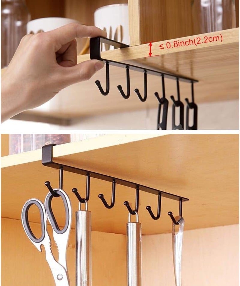 EigPluy 2pcs Mug Hooks Under Cabinet Cups Storage Hook Multifunction Self Adhesive Coffee Cups Holder Kitchen Utensil Ties Belts Scarf Hanging Rack,Black - Image 4