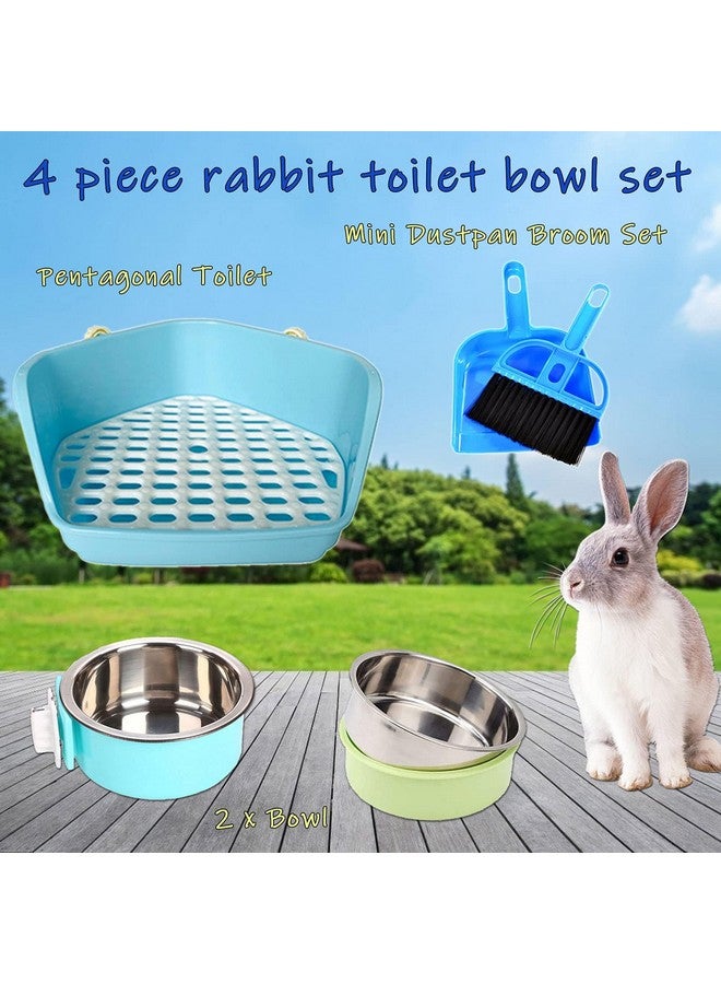 kathson Bunny Potty Trainer Corner Pan Rabbit Toilet Guinea Pig Litter Box with 2 Pack Pet Removable Hanging Crate Bowls for Small Animal - Image 2