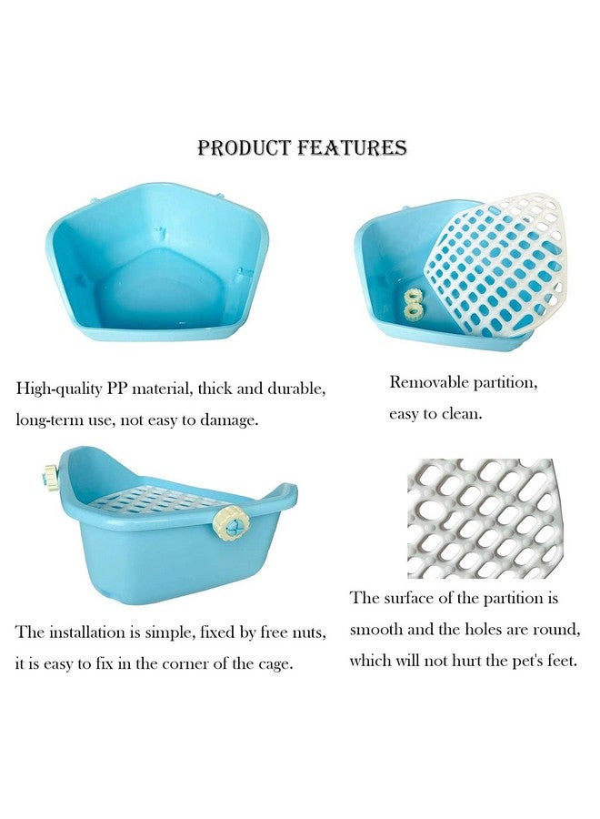 kathson Bunny Potty Trainer Corner Pan Rabbit Toilet Guinea Pig Litter Box with 2 Pack Pet Removable Hanging Crate Bowls for Small Animal - Image 3