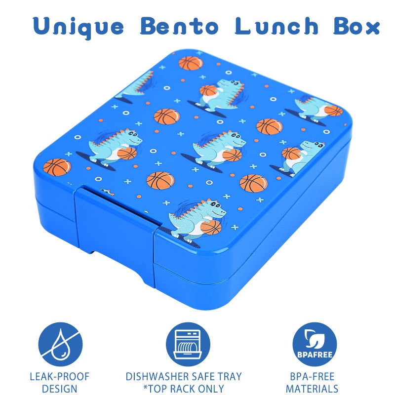 Howeemo Bento Lunch Box Set For Kids With 10Oz Soup Thermo  Leak-Proof Lunch Containers With 4 Compartment  Kids Thermo Hot Food Jar And Insulated Lunch Bag For Kid To School Bpa-Free(Basketball) - Image 3