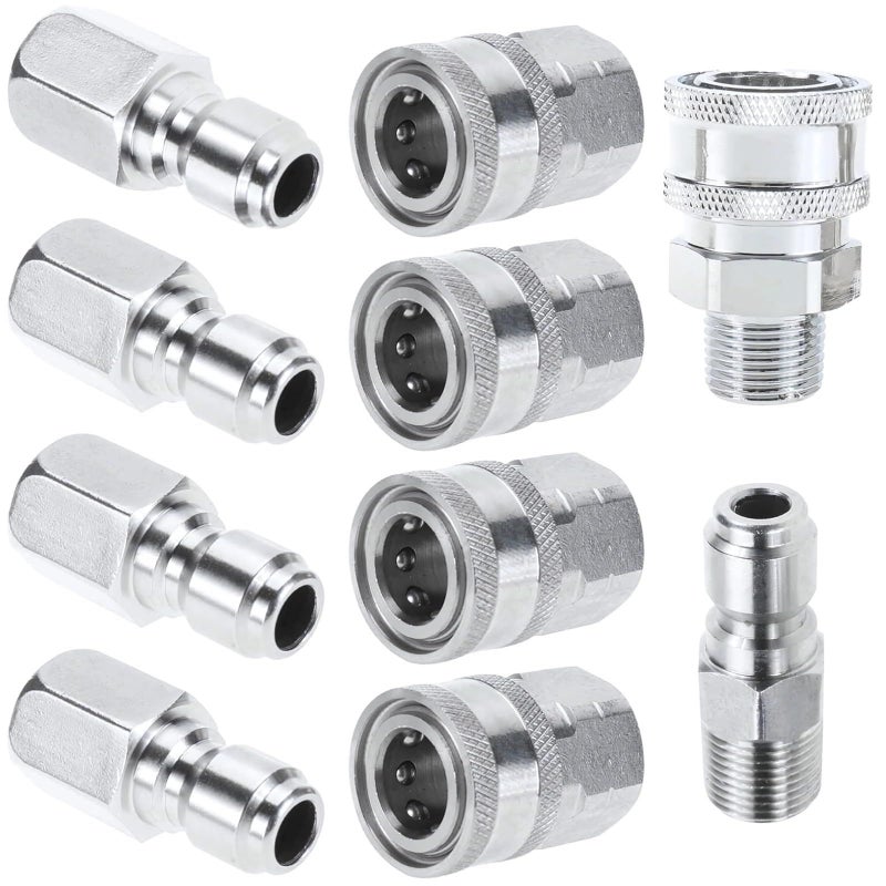 High Pressure Washer Quick Connect Fittings 1 4 Inch Stainless Steel 10 Pcs Set - Image 2