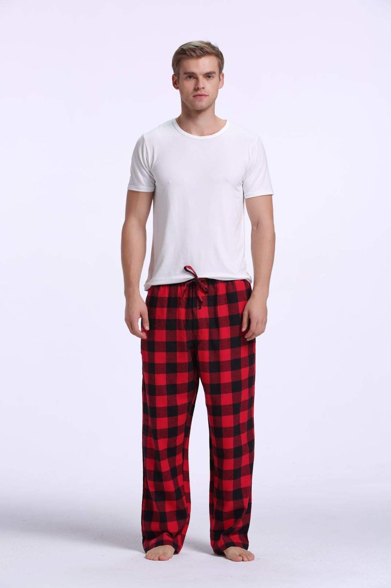CYZ Men's 100% Cotton Super Soft Flannel Plaid Pajama Pants-BlackRedGingham-M - Image 5