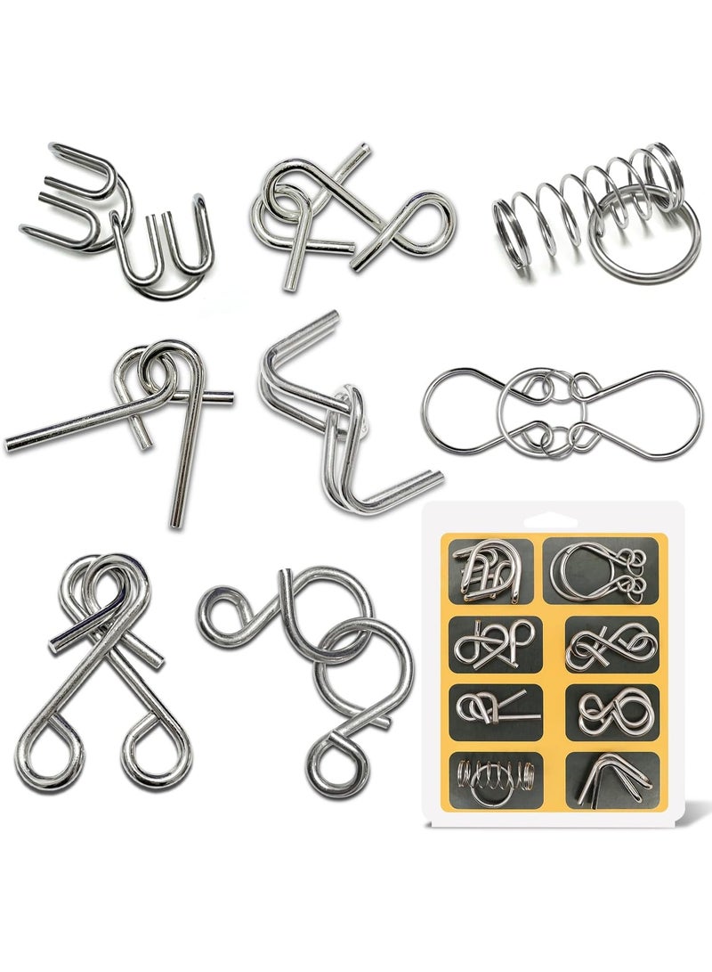 8-Piece Metal Puzzle Educational Intelligence Development Gift for Adults, Kids, Teens STEMJOY - Image 1