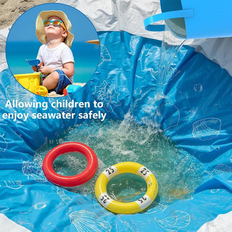 RunNico 6.5 x 6.5 Feet Baby Beach Pool-Kiddie Pool and Beach Blanket-2 in 1 Toddler Paddling Pool-Beach Toys for Infant Kids Boys and Girls - Image 4