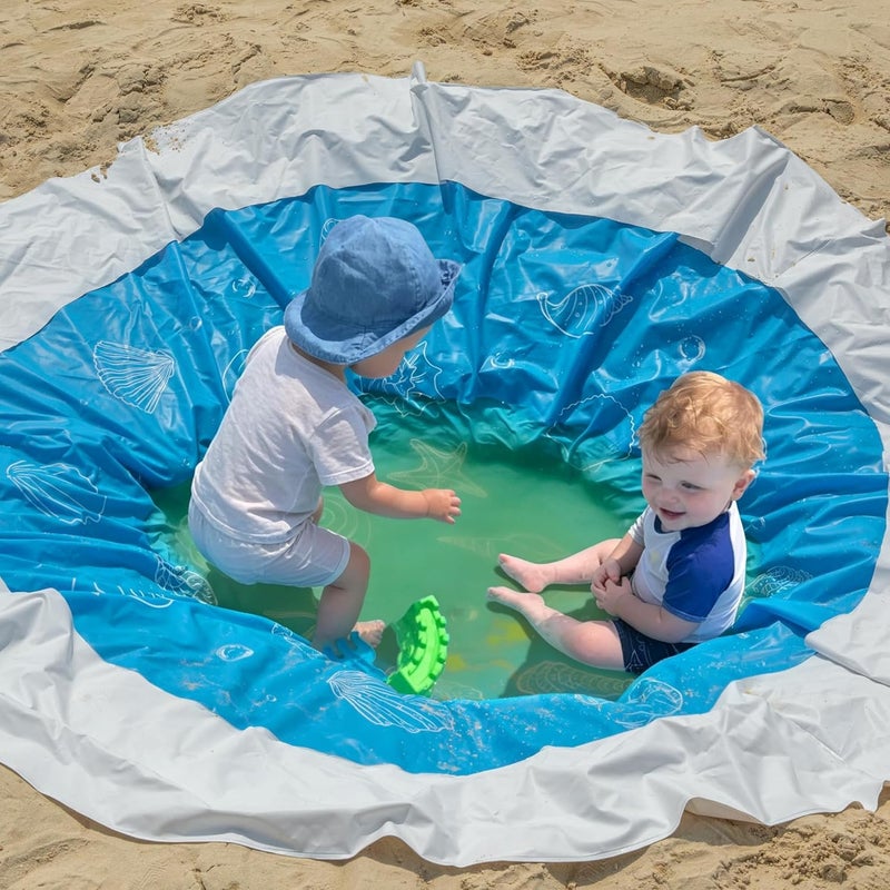 RunNico 6.5 x 6.5 Feet Baby Beach Pool-Kiddie Pool and Beach Blanket-2 in 1 Toddler Paddling Pool-Beach Toys for Infant Kids Boys and Girls - Image 5