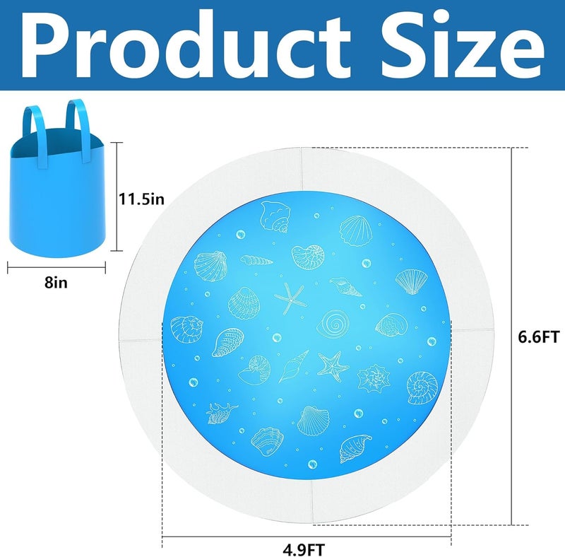 RunNico 6.5 x 6.5 Feet Baby Beach Pool-Kiddie Pool and Beach Blanket-2 in 1 Toddler Paddling Pool-Beach Toys for Infant Kids Boys and Girls - Image 2