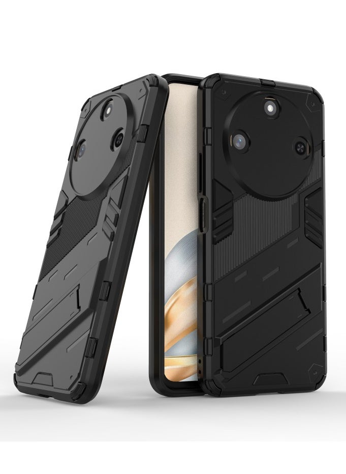 Generic - Honor X9c Smart - Original Punk Shock-Resistant Case Cover with Built-in Kickstand: Durable, Lightweight, and Shock-Absorbing - Black - Image 1