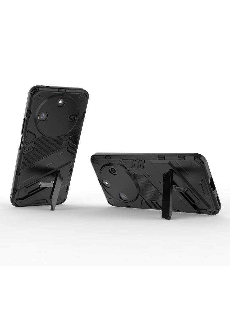 Generic - Honor X9c Smart - Original Punk Shock-Resistant Case Cover with Built-in Kickstand: Durable, Lightweight, and Shock-Absorbing - Black - Image 1