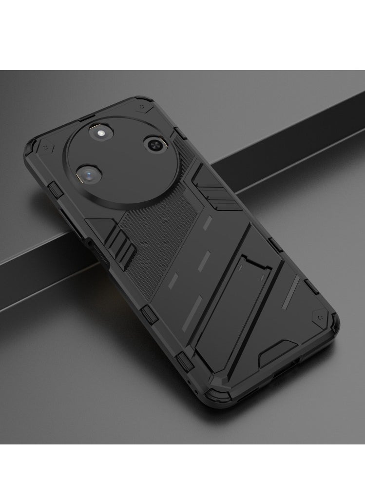 Generic - Honor X9c Smart - Original Punk Shock-Resistant Case Cover with Built-in Kickstand: Durable, Lightweight, and Shock-Absorbing - Black - Image 1