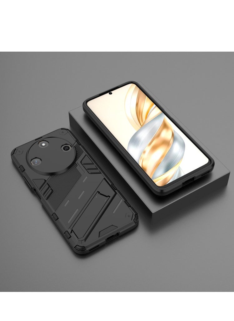 Generic - Honor X9c Smart - Original Punk Shock-Resistant Case Cover with Built-in Kickstand: Durable, Lightweight, and Shock-Absorbing - Black - Image 1
