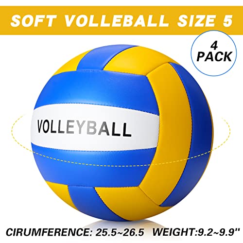 Jerify 4 Pcs Official Size 5 Volleyball Indoor Outdoor Volleyball Soft Training Ball for Beginner Teenager Adult Beach Game Pool Gym Game, Christian Charity Donation Supplies (Blue, Yellow, White) - Image 2