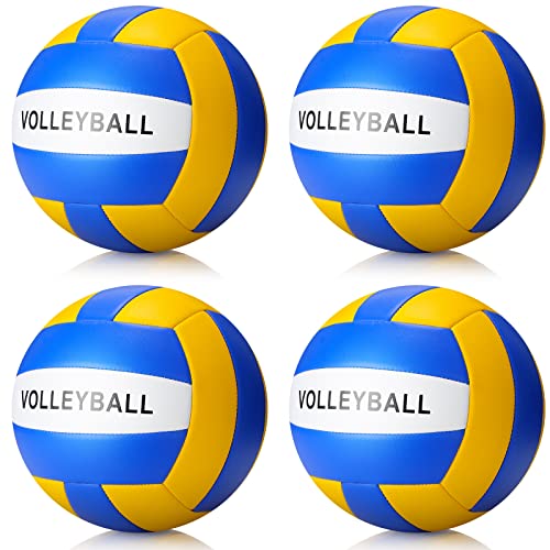 Jerify 4 Pcs Official Size 5 Volleyball Indoor Outdoor Volleyball Soft Training Ball for Beginner Teenager Adult Beach Game Pool Gym Game, Christian Charity Donation Supplies (Blue, Yellow, White) - Image 1