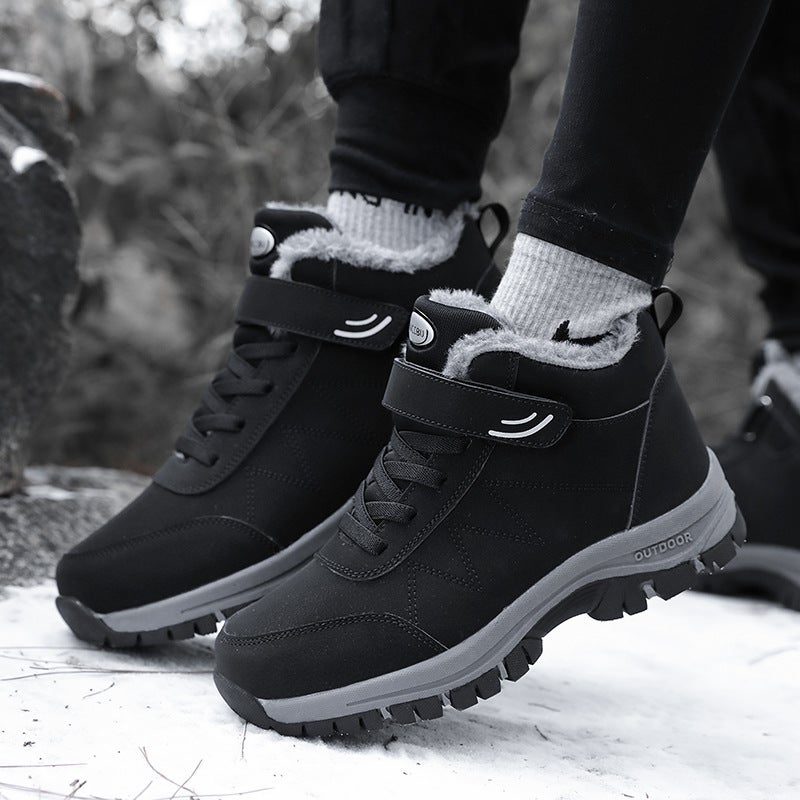 Winter Explosions Waterproof Middle-aged Mothers Cotton Shoes Winter Warm fleece-lined Shoes for the Elderly Men and Women Walking Shoes Snow Boots Black 