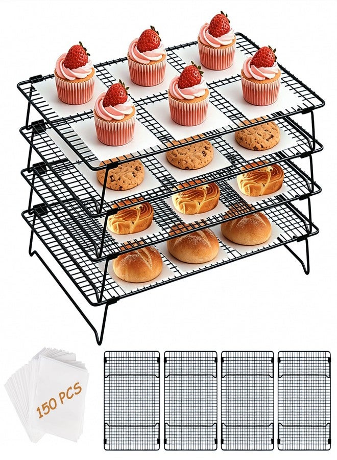 GDLIN 4 Tier Cooling Rack Stackable, 17 * 11 Inch Cookie Cooling Wire Rack for Baking Roasting Grilling, Stackable Baking Racks for Cooking, Bread, Pizza, Cake, Oven and Dishwasher Safe - Image 1