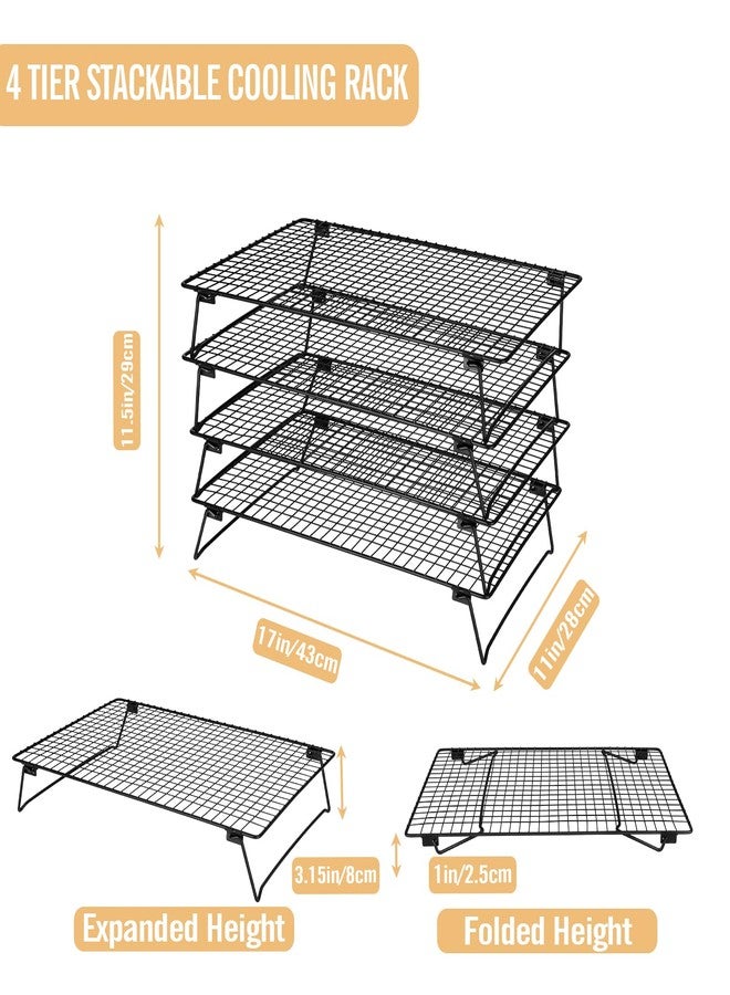 GDLIN 4 Tier Cooling Rack Stackable, 17 * 11 Inch Cookie Cooling Wire Rack for Baking Roasting Grilling, Stackable Baking Racks for Cooking, Bread, Pizza, Cake, Oven and Dishwasher Safe - Image 4