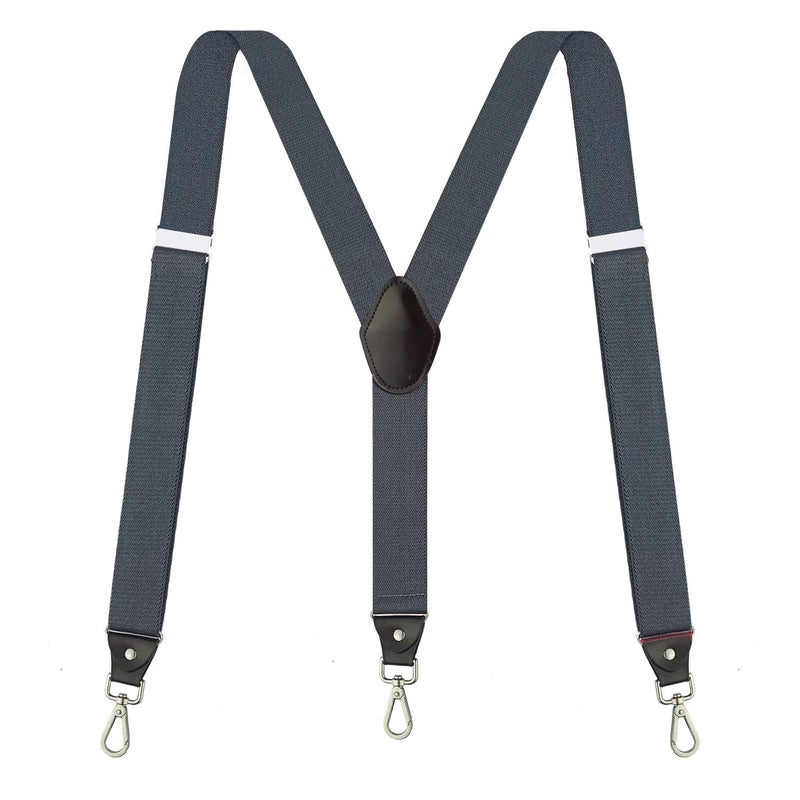 Vauhse Suspenders for Men, Adjustable Suspenders with Elastic Straps Y-Back Construction Heavy Duty for Work, Gray, Large - Image 1