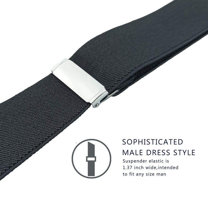Vauhse Suspenders for Men, Adjustable Suspenders with Elastic Straps Y-Back Construction Heavy Duty for Work, Gray, Large - Image 2