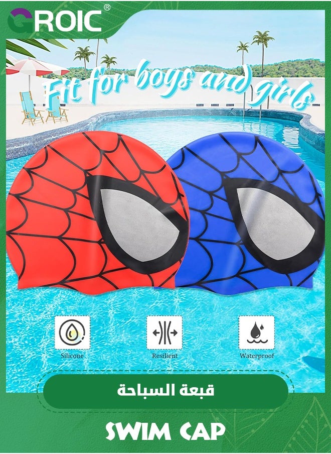 2 Pack Kids Spider Swim Cap Silicone Swimming Cap Waterproof Bath Caps Cartoon Pattern Pool Hat for Boys Girls Age 3-12, Waterproof Bathing Pool Swimming Caps Comfortable Kids Swimming Hats - pzsku/ZF8E306DAD3B267590662Z/45/_/1718782208/d3a150b1-ea58-4a80-be52-6c30b4b69132