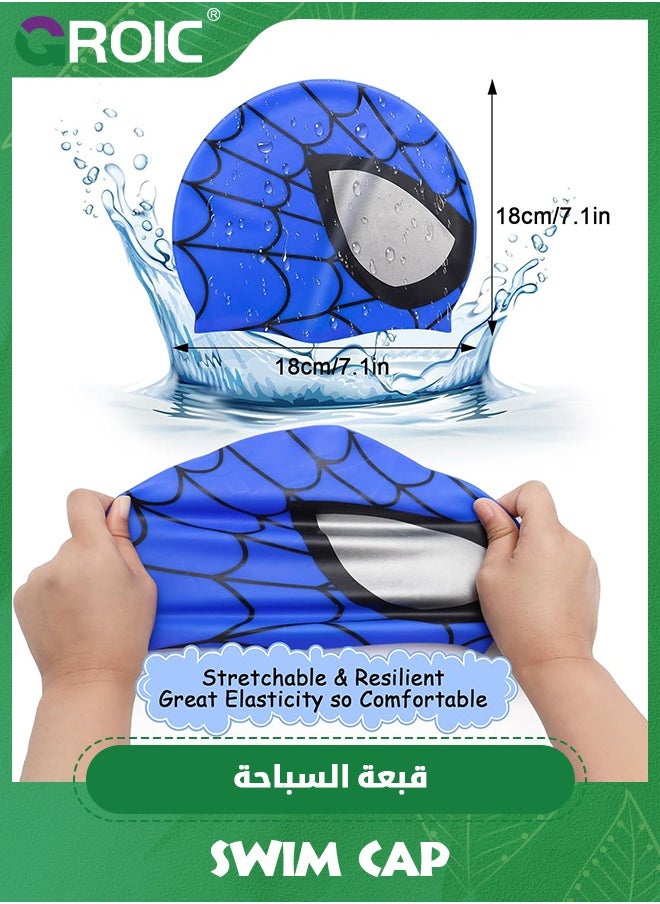 2 Pack Kids Spider Swim Cap Silicone Swimming Cap Waterproof Bath Caps Cartoon Pattern Pool Hat for Boys Girls Age 3-12, Waterproof Bathing Pool Swimming Caps Comfortable Kids Swimming Hats - pzsku/ZF8E306DAD3B267590662Z/45/_/1718782235/ded06af7-ac19-454c-a458-b1657f900ccc