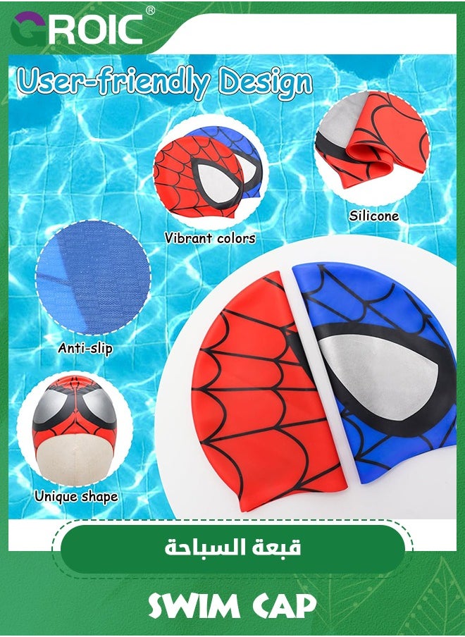 2 Pack Kids Spider Swim Cap Silicone Swimming Cap Waterproof Bath Caps Cartoon Pattern Pool Hat for Boys Girls Age 3-12, Waterproof Bathing Pool Swimming Caps Comfortable Kids Swimming Hats - pzsku/ZF8E306DAD3B267590662Z/45/_/1718782245/f4f8526e-6554-4bbb-908a-78a89374a9cd