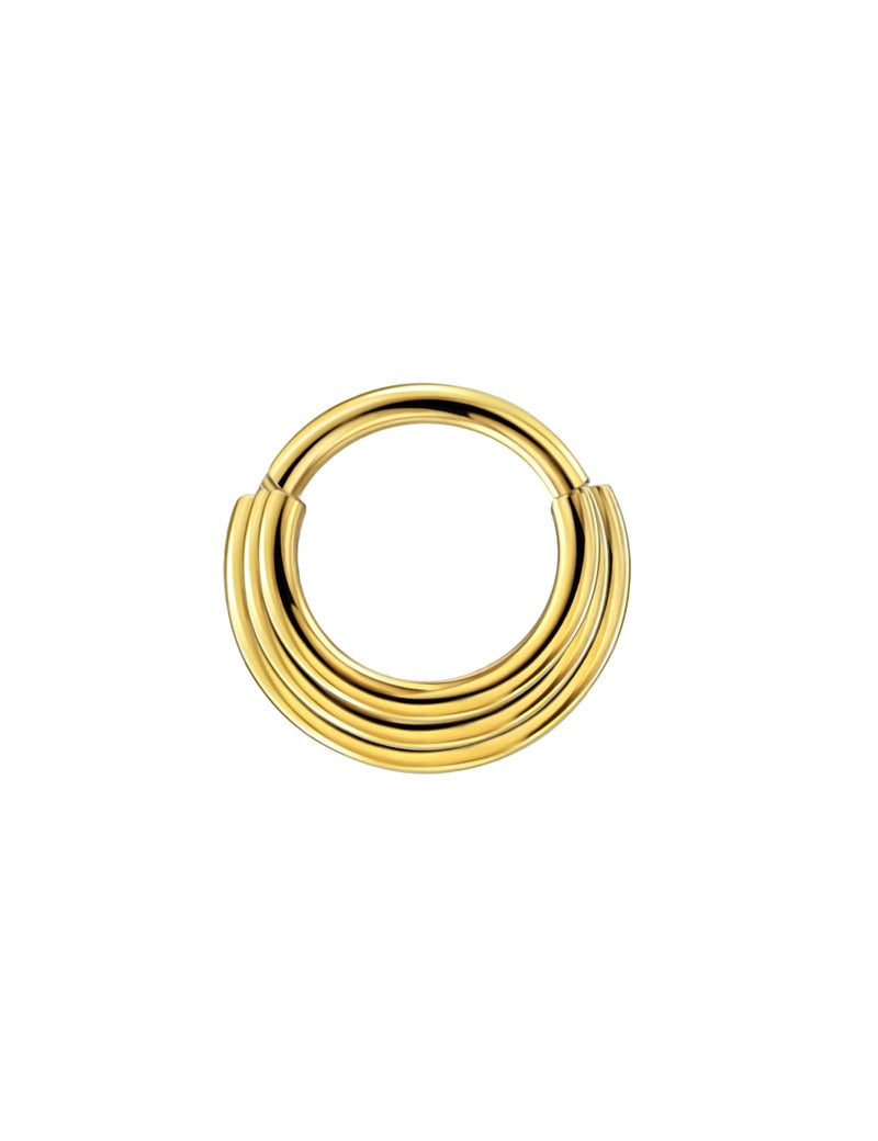 FANSING Septum Jewelry Septum Ring 16g 316L Surgical Steel Nose Rings Hoop Stacked Daith earrings Ear Helix Piercing Jewelry for Women 8mm Septum Hoop 18k Gold-plated Hinged Seamless Clicker 16 Gauge - Image 1