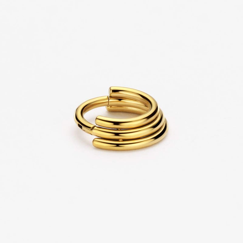 FANSING Septum Jewelry Septum Ring 16g 316L Surgical Steel Nose Rings Hoop Stacked Daith earrings Ear Helix Piercing Jewelry for Women 8mm Septum Hoop 18k Gold-plated Hinged Seamless Clicker 16 Gauge - Image 4