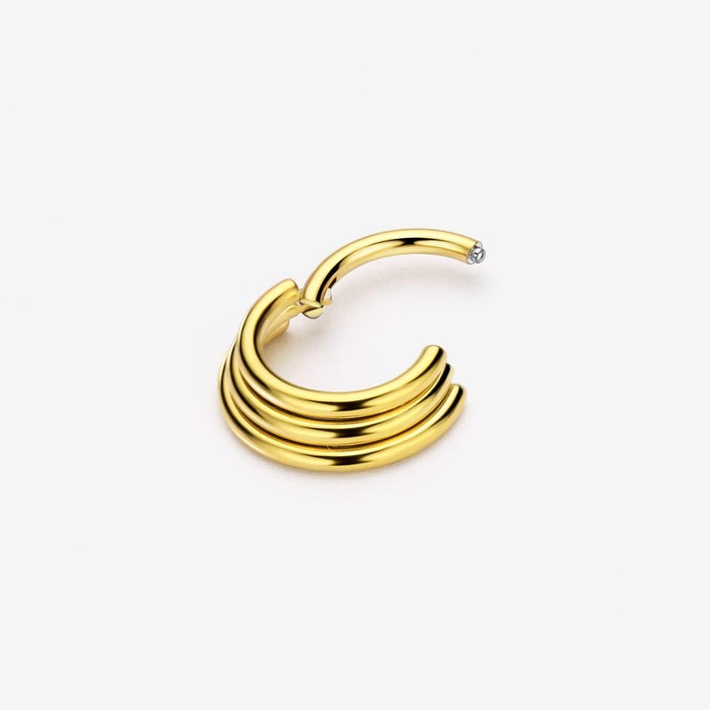 FANSING Septum Jewelry Septum Ring 16g 316L Surgical Steel Nose Rings Hoop Stacked Daith earrings Ear Helix Piercing Jewelry for Women 8mm Septum Hoop 18k Gold-plated Hinged Seamless Clicker 16 Gauge - Image 5