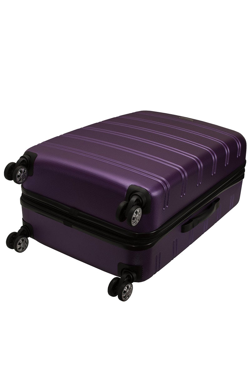 Rockland Melbourne Hardside Expandable Spinner Wheel Luggage, Purple, Checked-Large 28-Inch - Image 2
