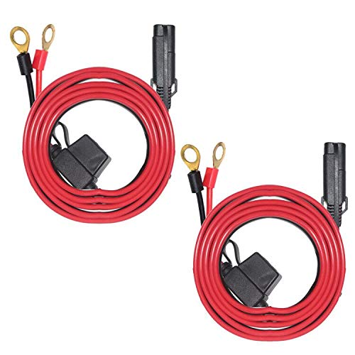 2 PACK 6FT Ring Terminal Cable SAE to O Ring Terminal Harness Quick ConnectDisconnect Ring Terminal Assembly 10A Fuse 2PACK6FT
